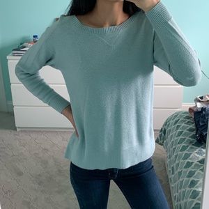 loose fit blue crew neck sweater